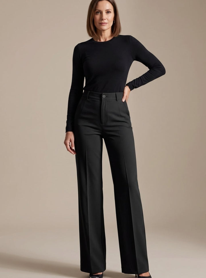 Ester — Pantaloni Eleganti Donna Dritti a Vita Alta con Tasche Laterali, Lina Milano