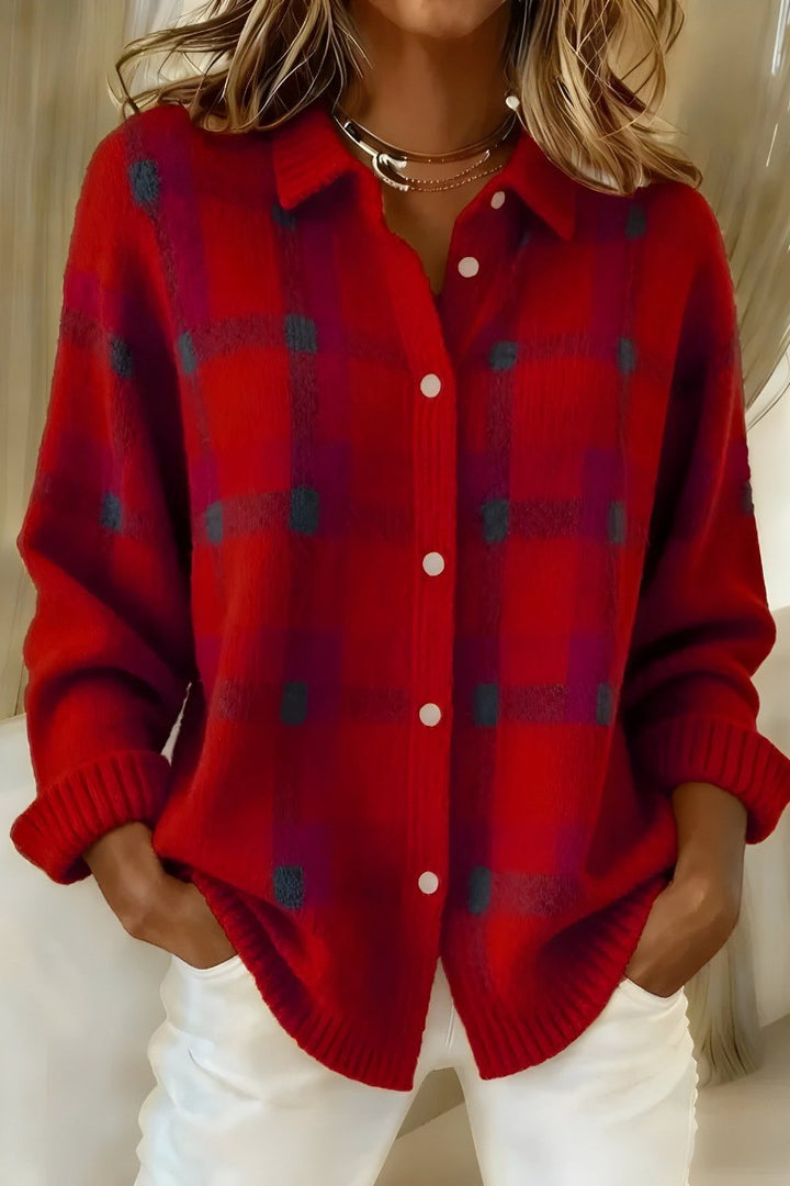 Eva — Camicia a Quadri Donna Morbida con Bottoni e Colletto, Lina Milano