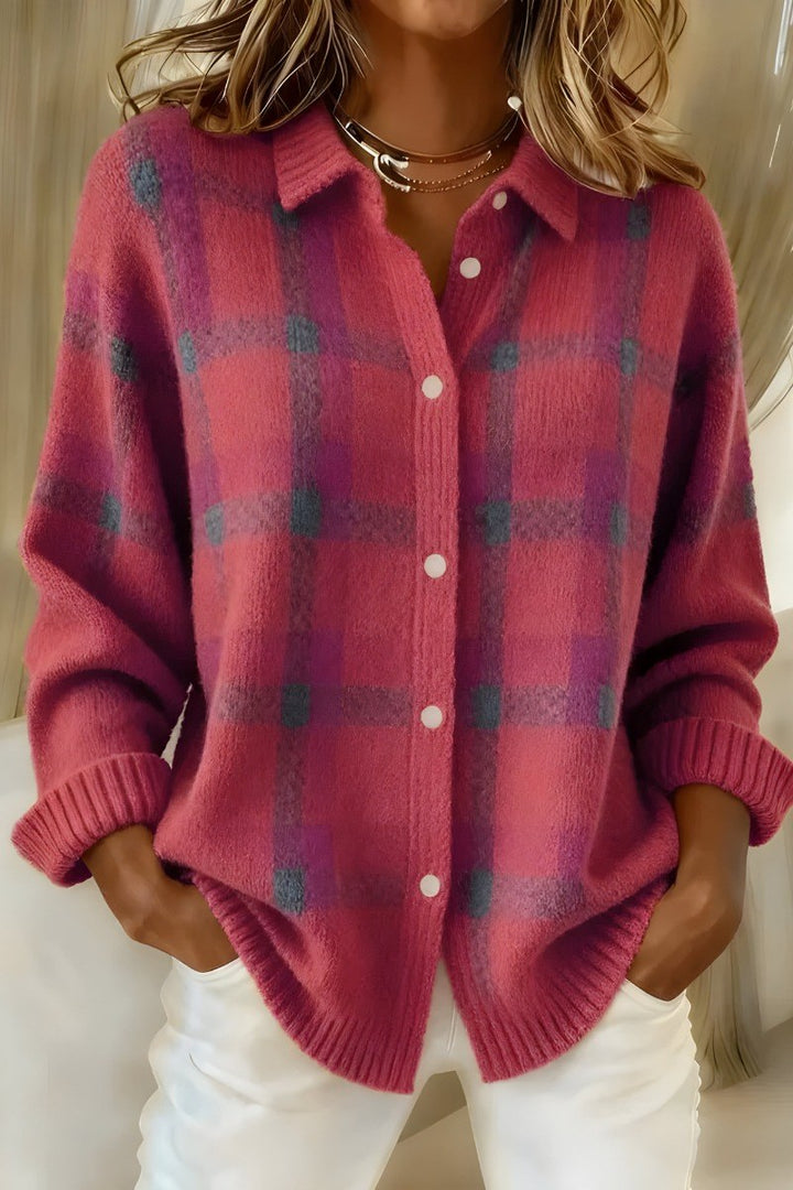 Eva — Camicia a Quadri Donna Morbida con Bottoni e Colletto, Lina Milano