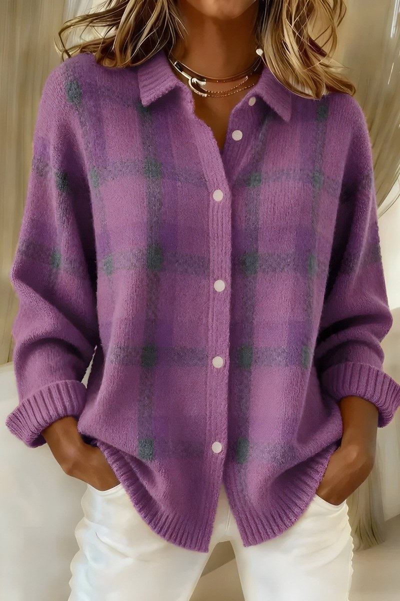Eva — Camicia a Quadri Donna Morbida con Bottoni e Colletto, Lina Milano