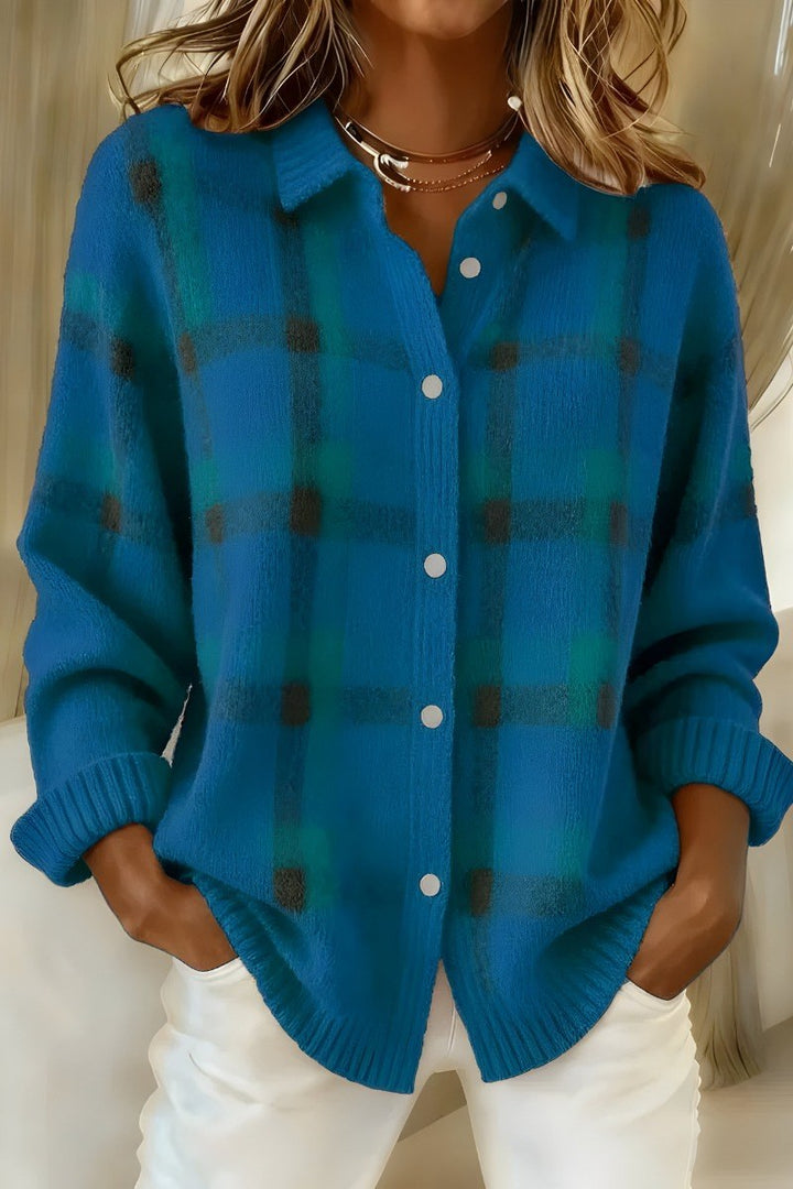 Eva — Camicia a Quadri Donna Morbida con Bottoni e Colletto, Lina Milano