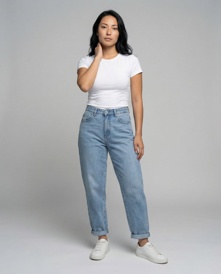 Federica — Jeans Balloon Donna con Risvolto Gamba a Carota, Lina Milano