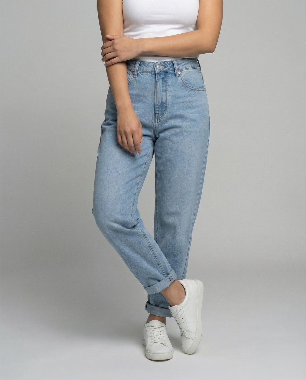 Federica — Jeans Balloon Donna con Risvolto Gamba a Carota, Lina Milano