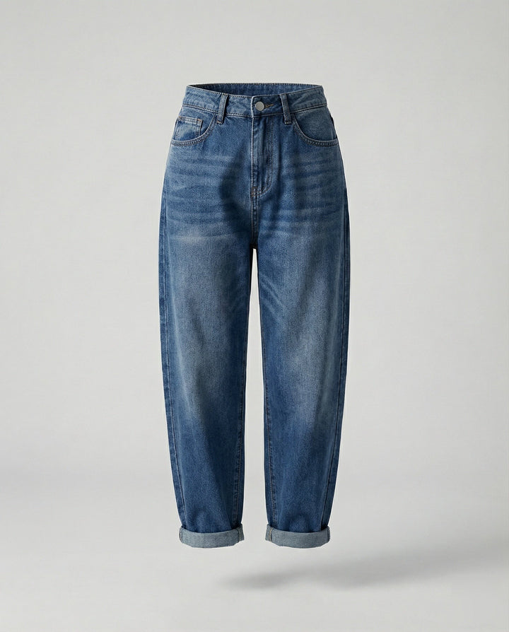 Federica — Jeans Balloon Donna con Risvolto Gamba a Carota, Lina Milano