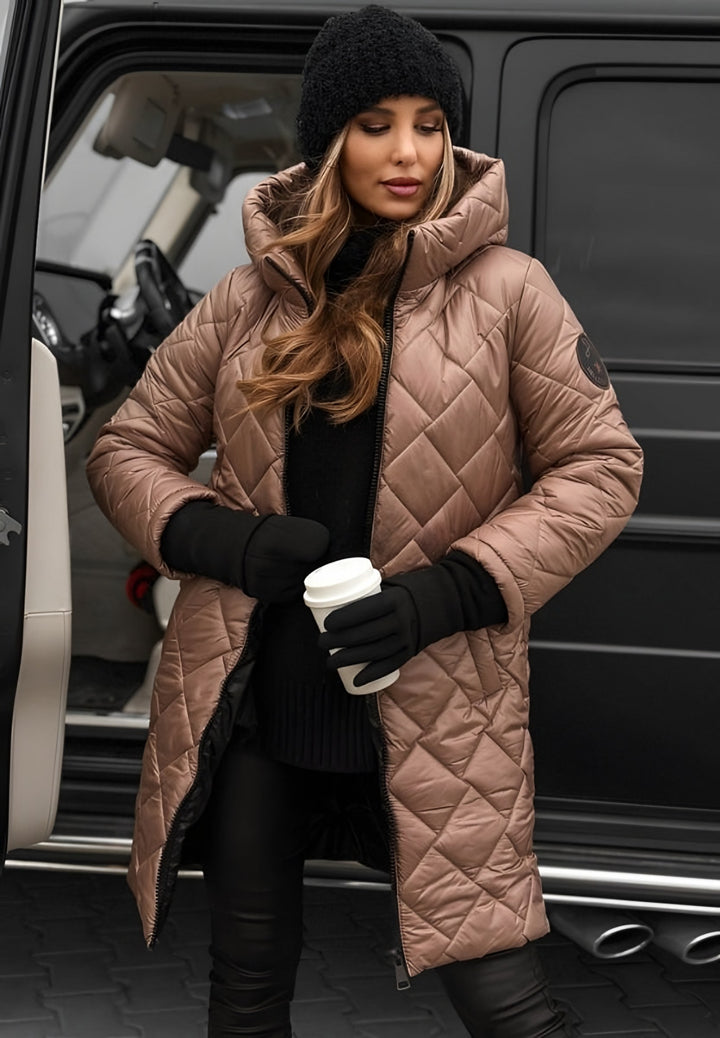 Flaminia — Giubbotti Donna Invernali, Lungo Trapuntato con Cappuccio, Lina Milano