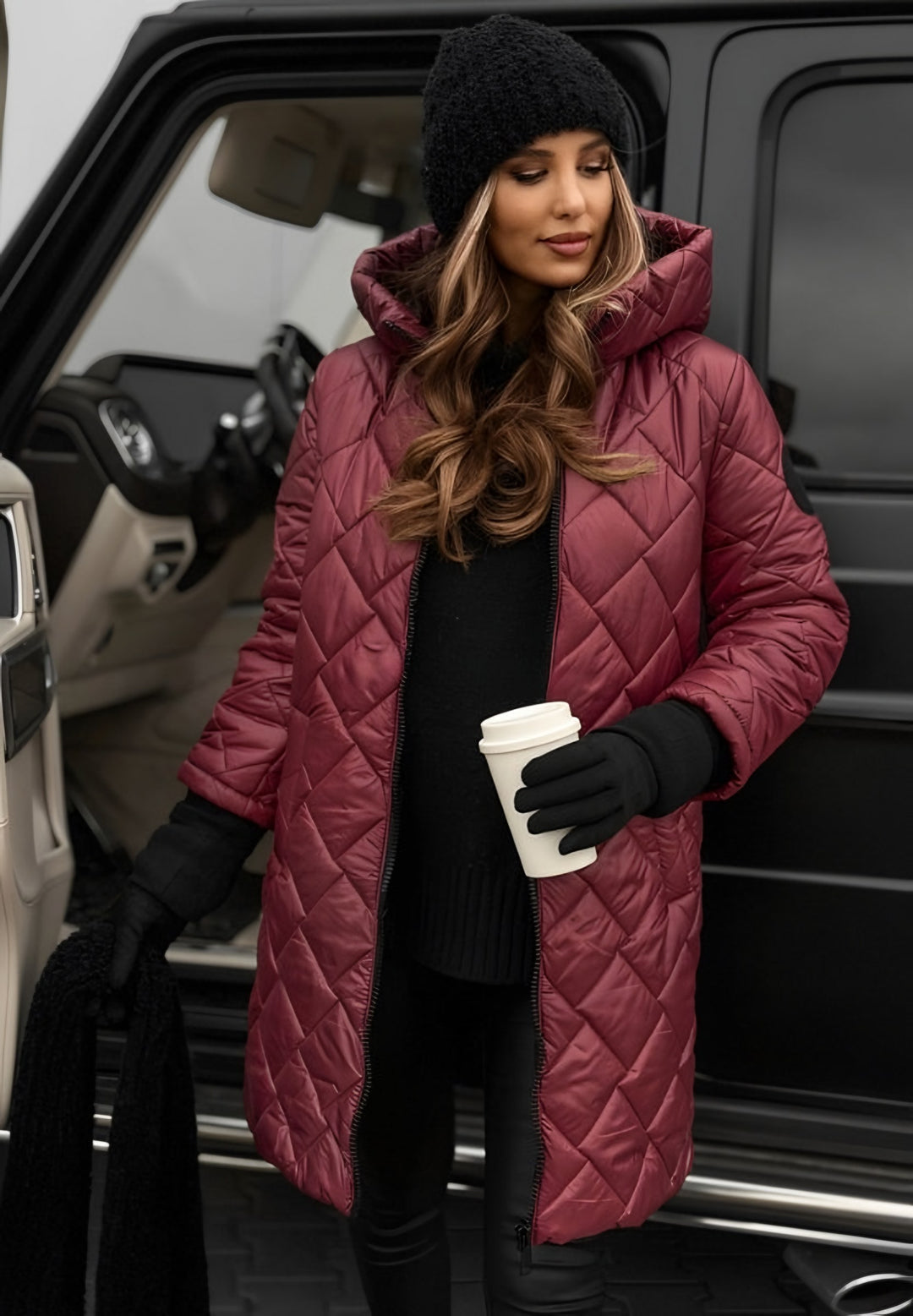 Flaminia — Giubbotti Donna Invernali, Lungo Trapuntato con Cappuccio, Lina Milano