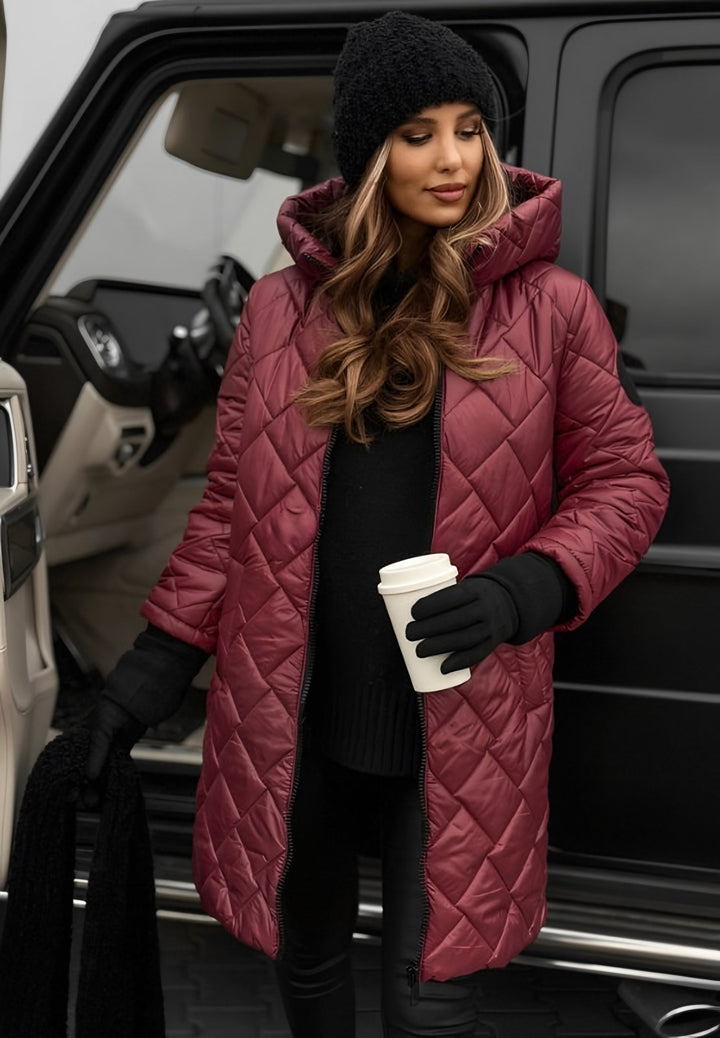 Flaminia — Giubbotti Donna Invernali, Lungo Trapuntato con Cappuccio, Lina Milano