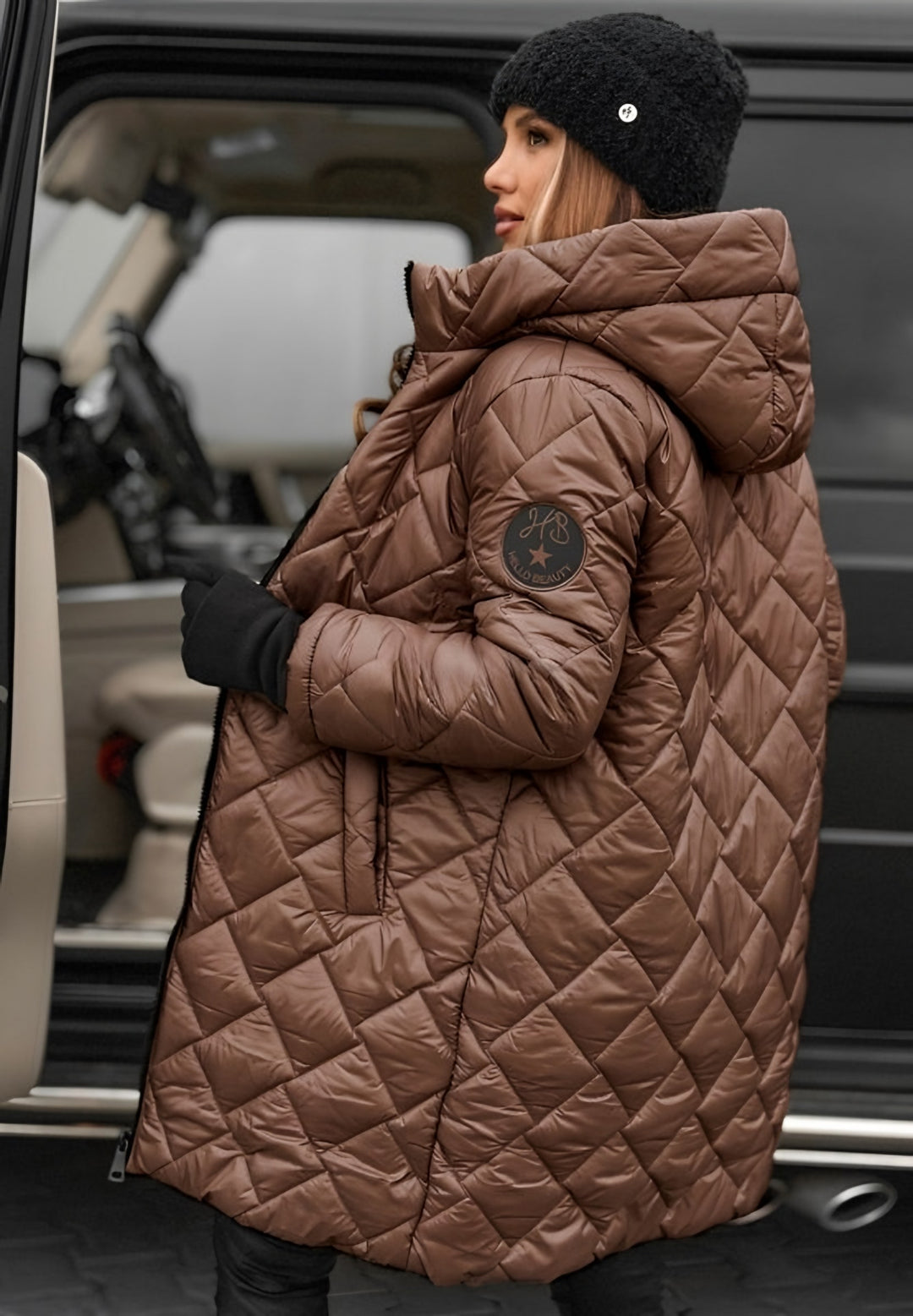 Flaminia — Giubbotti Donna Invernali, Lungo Trapuntato con Cappuccio, Lina Milano
