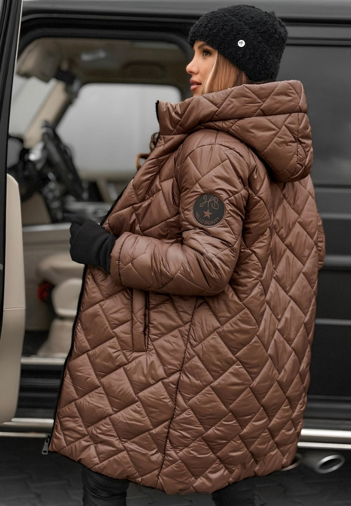 Flaminia — Giubbotti Donna Invernali, Lungo Trapuntato con Cappuccio, Lina Milano
