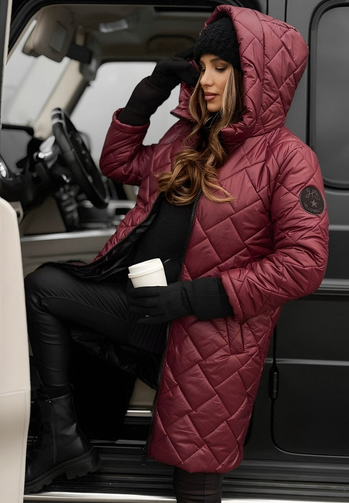 Flaminia — Giubbotti Donna Invernali, Lungo Trapuntato con Cappuccio, Lina Milano