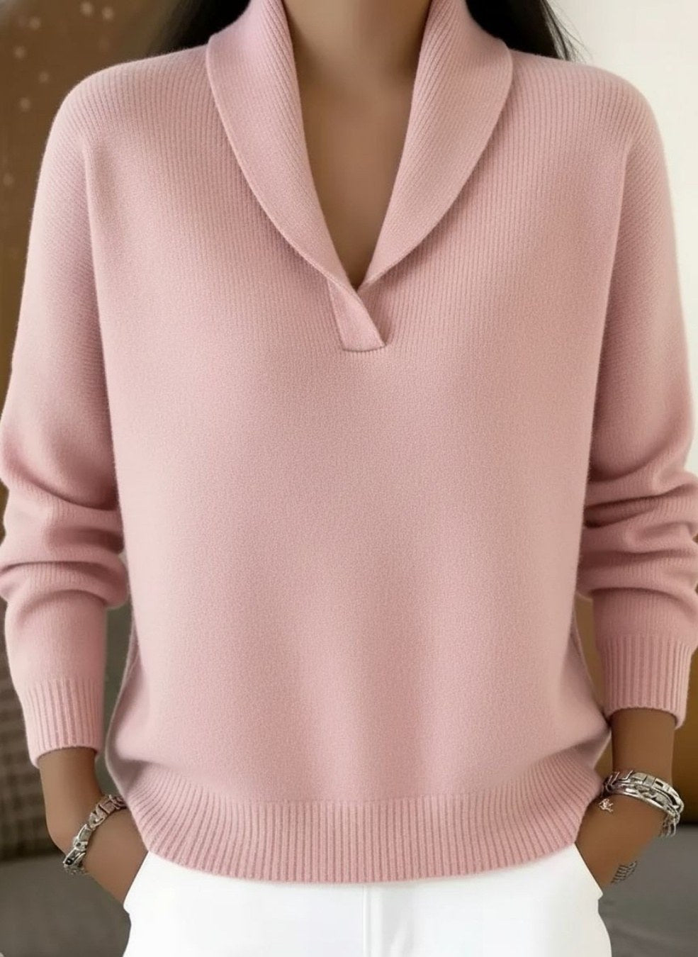 Flora — Maglioncino Donna con Collo a Scialle e Scollo a V, Lina Milano