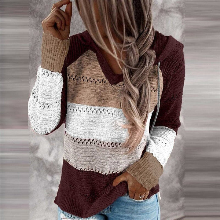 Gina — Maglioncino Donna Patchwork Traforato con Cappuccio, Lina Milano