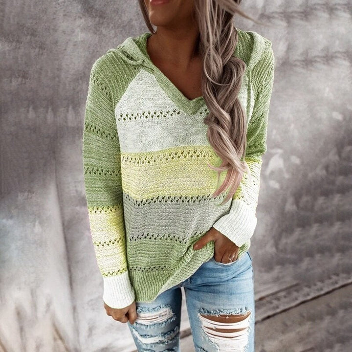 Gina — Maglioncino Donna Patchwork Traforato con Cappuccio, Lina Milano