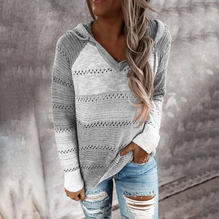 Gina — Maglioncino Donna Patchwork Traforato con Cappuccio, Lina Milano