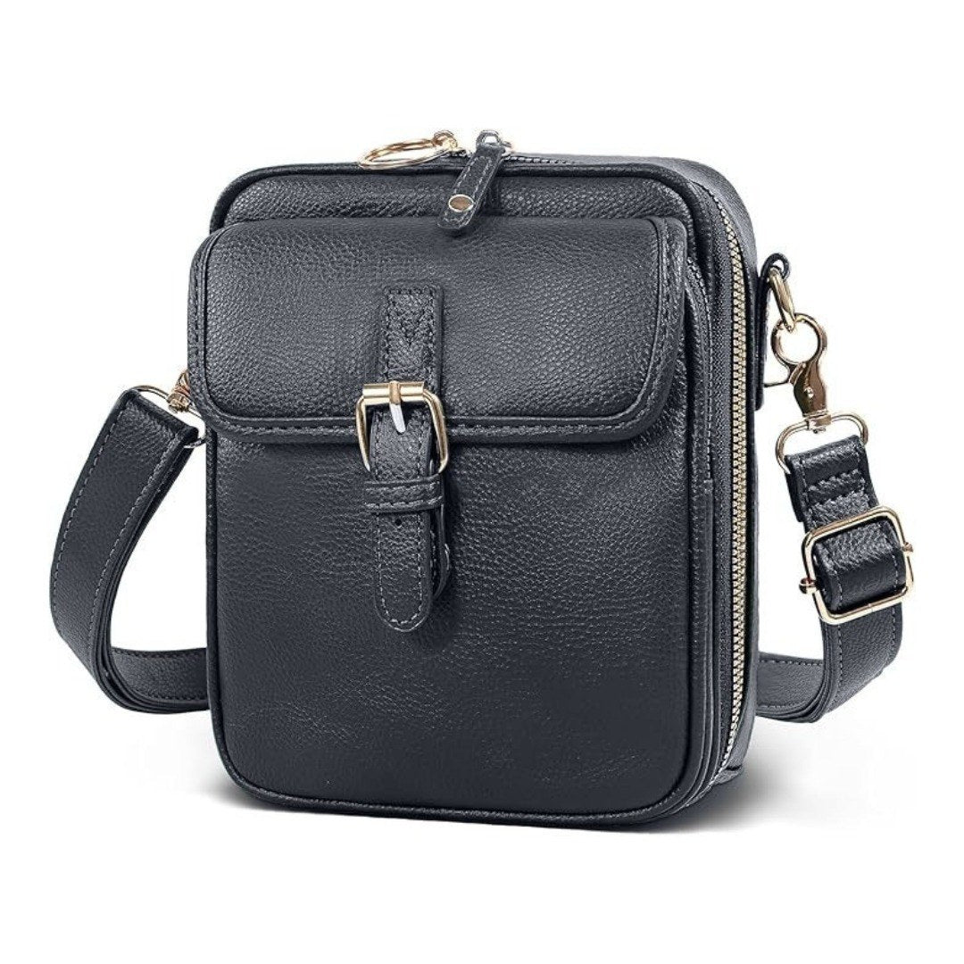 Gioia — Borsa a Tracolla Donna Piccola Quadrata con Tasche e Cerniera, Lina Milano