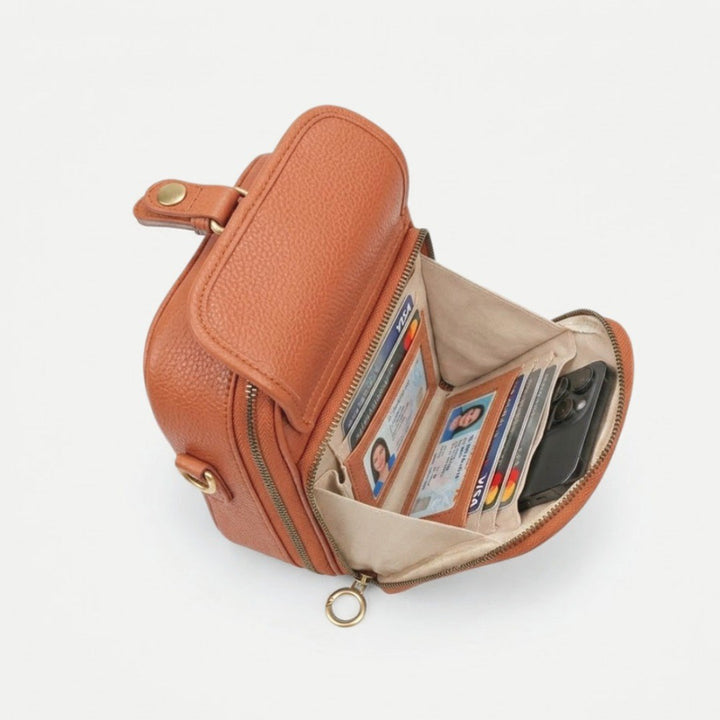 Gioia — Borsa a Tracolla Donna Piccola Quadrata con Tasche e Cerniera, Lina Milano