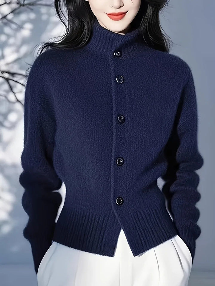 Gisella — Cardigan Donna Elegante con Collo a Lupetto e Bottoni, Lina Milano