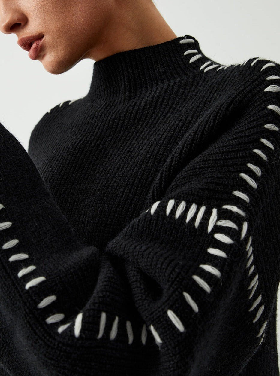 Giuliana — Dolcevita Donna Oversize con Cuciture su Spalle e Polsi, Lina Milano