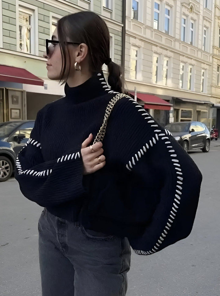 Giuliana — Dolcevita Donna Oversize con Cuciture su Spalle e Polsi, Lina Milano