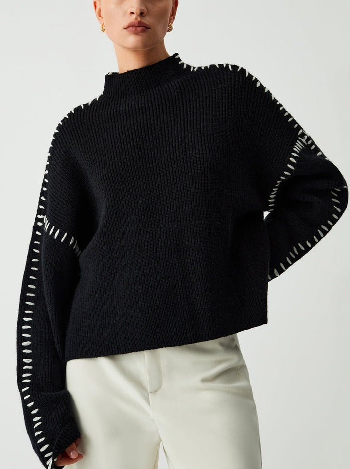 Giuliana — Dolcevita Donna Oversize con Cuciture su Spalle e Polsi, Lina Milano