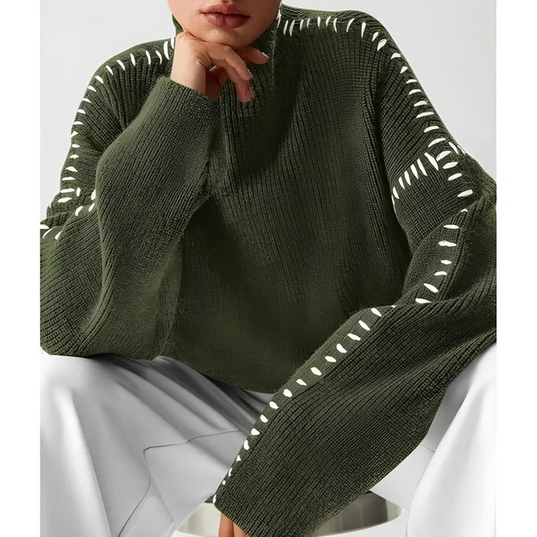 Giuliana — Dolcevita Donna Oversize con Cuciture su Spalle e Polsi, Lina Milano