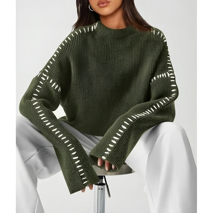 Giuliana — Dolcevita Donna Oversize con Cuciture su Spalle e Polsi, Lina Milano