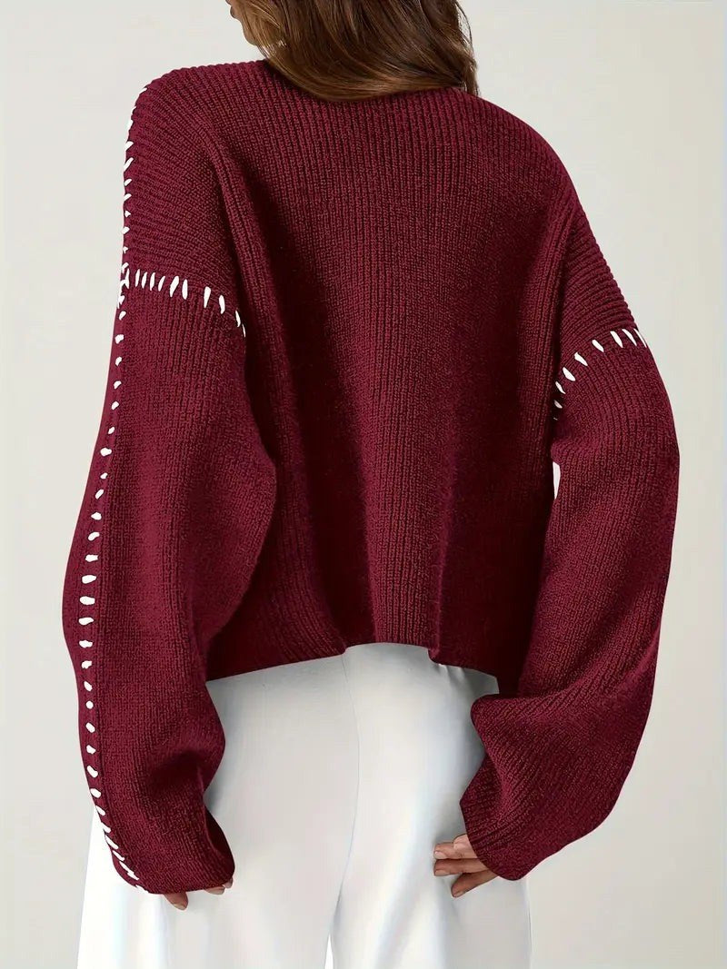 Giuliana — Dolcevita Donna Oversize con Cuciture su Spalle e Polsi, Lina Milano