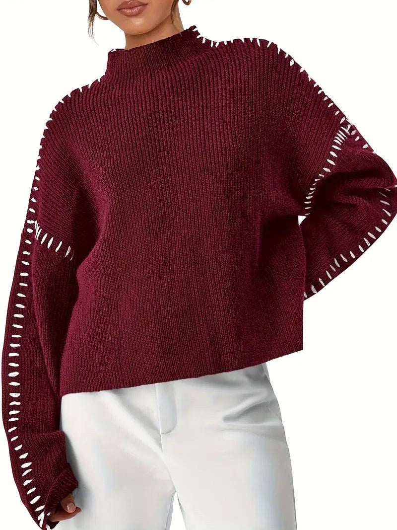 Giuliana — Dolcevita Donna Oversize con Cuciture su Spalle e Polsi, Lina Milano
