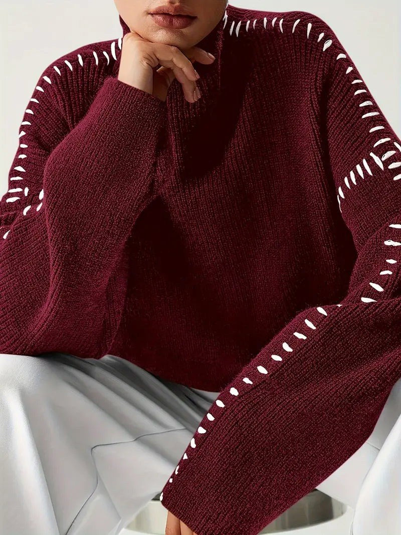 Giuliana — Dolcevita Donna Oversize con Cuciture su Spalle e Polsi, Lina Milano