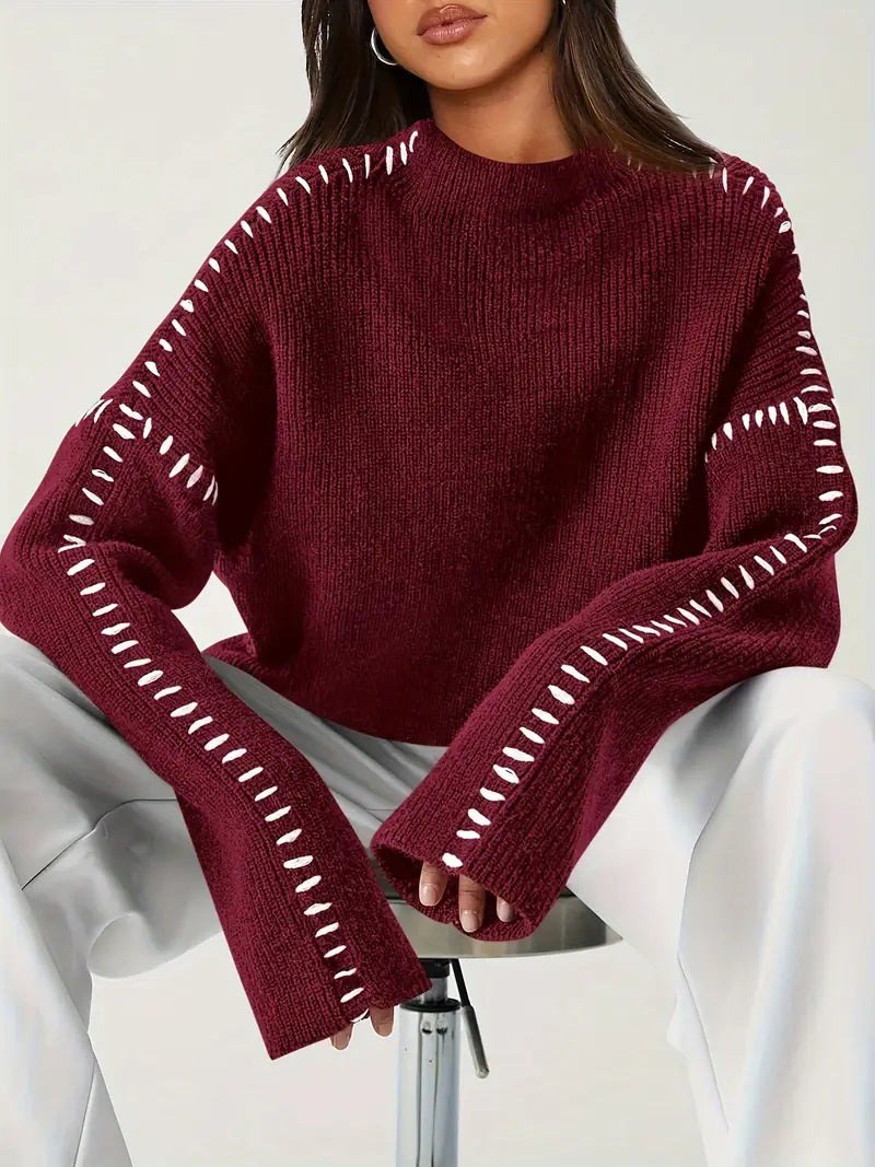 Giuliana — Dolcevita Donna Oversize con Cuciture su Spalle e Polsi, Lina Milano