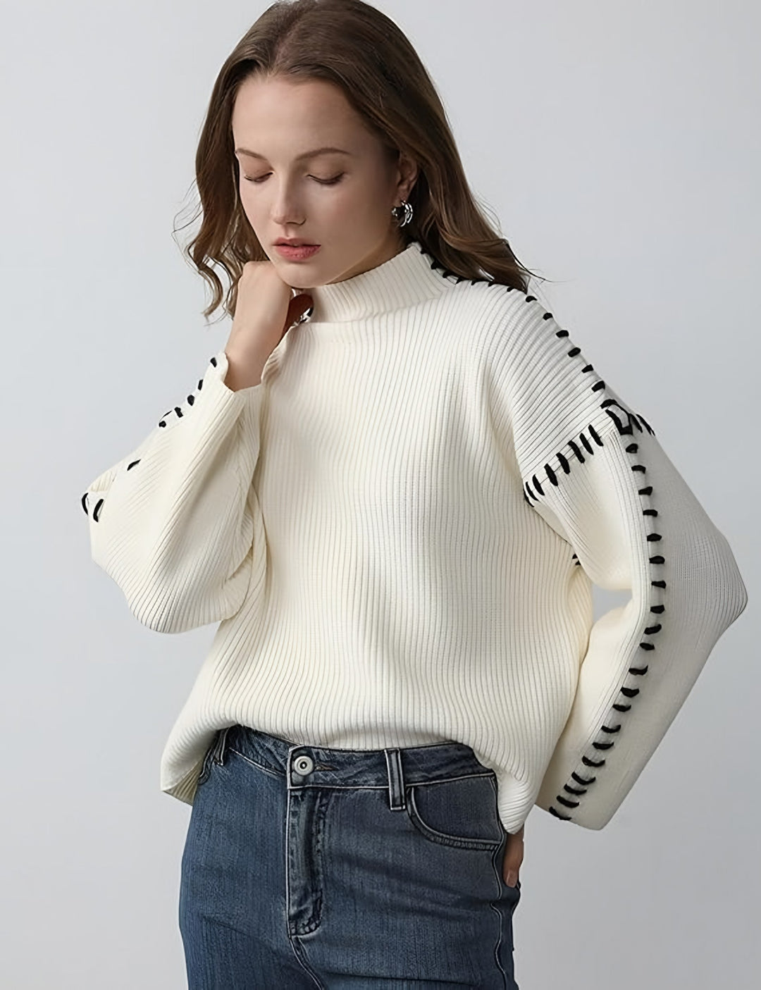 Giuliana — Dolcevita Donna Oversize con Cuciture su Spalle e Polsi, Lina Milano