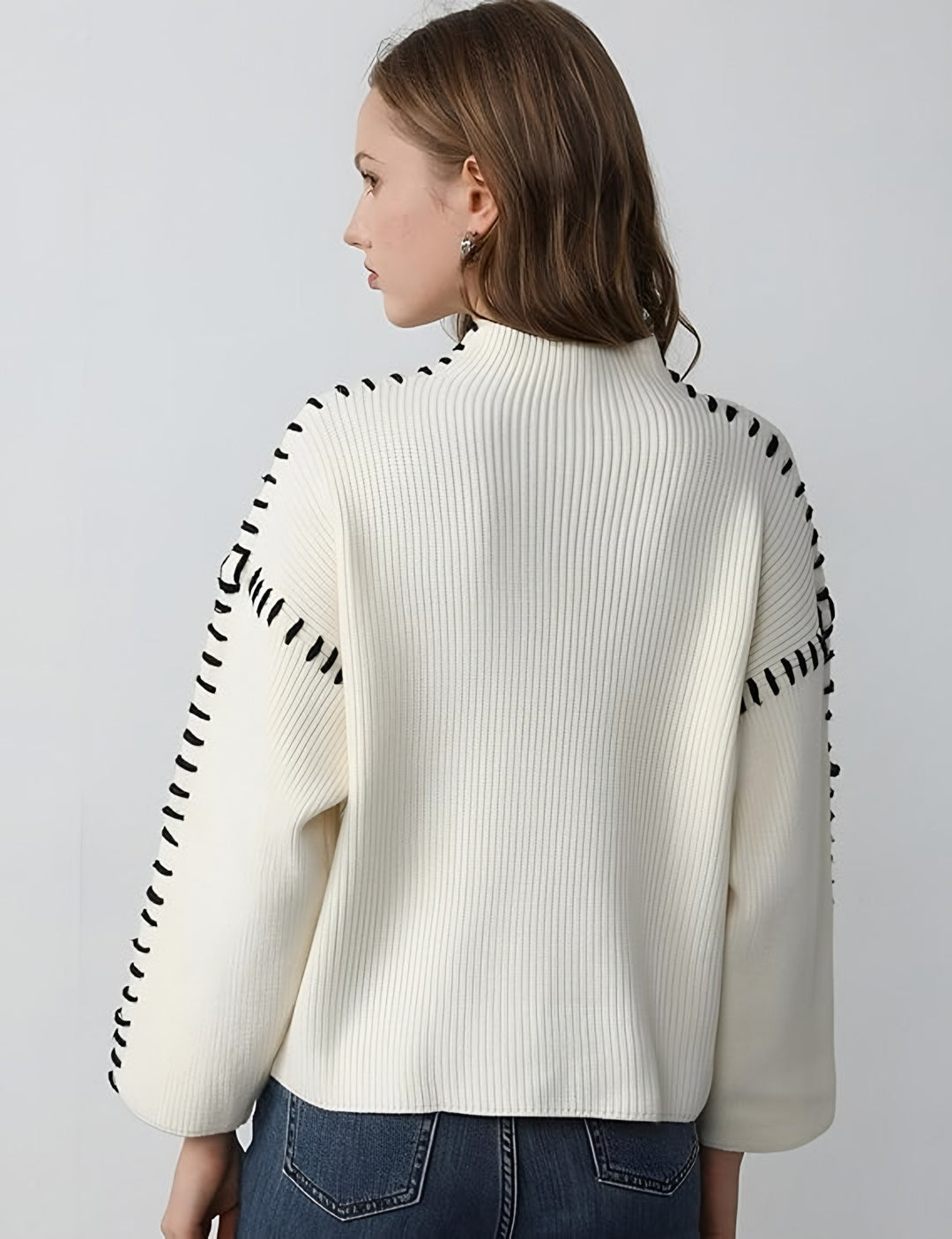 Giuliana — Dolcevita Donna Oversize con Cuciture su Spalle e Polsi, Lina Milano