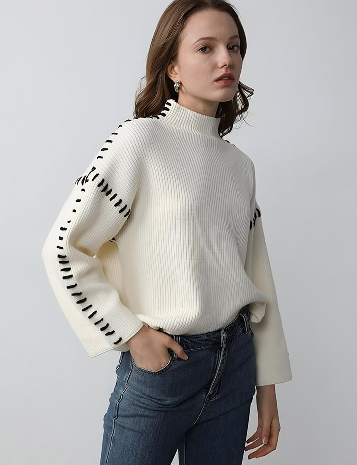 Giuliana — Dolcevita Donna Oversize con Cuciture su Spalle e Polsi, Lina Milano