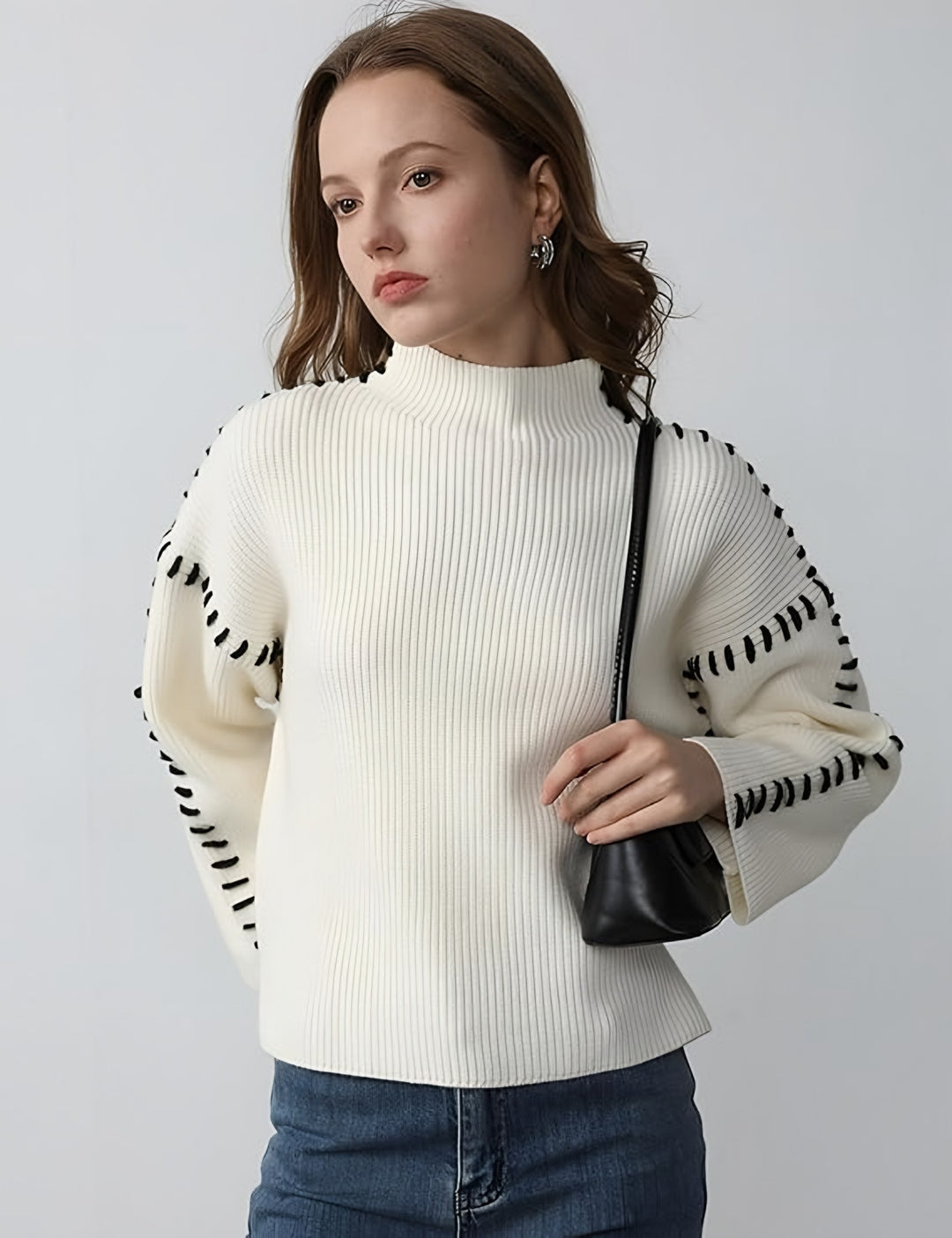 Giuliana — Dolcevita Donna Oversize con Cuciture su Spalle e Polsi, Lina Milano