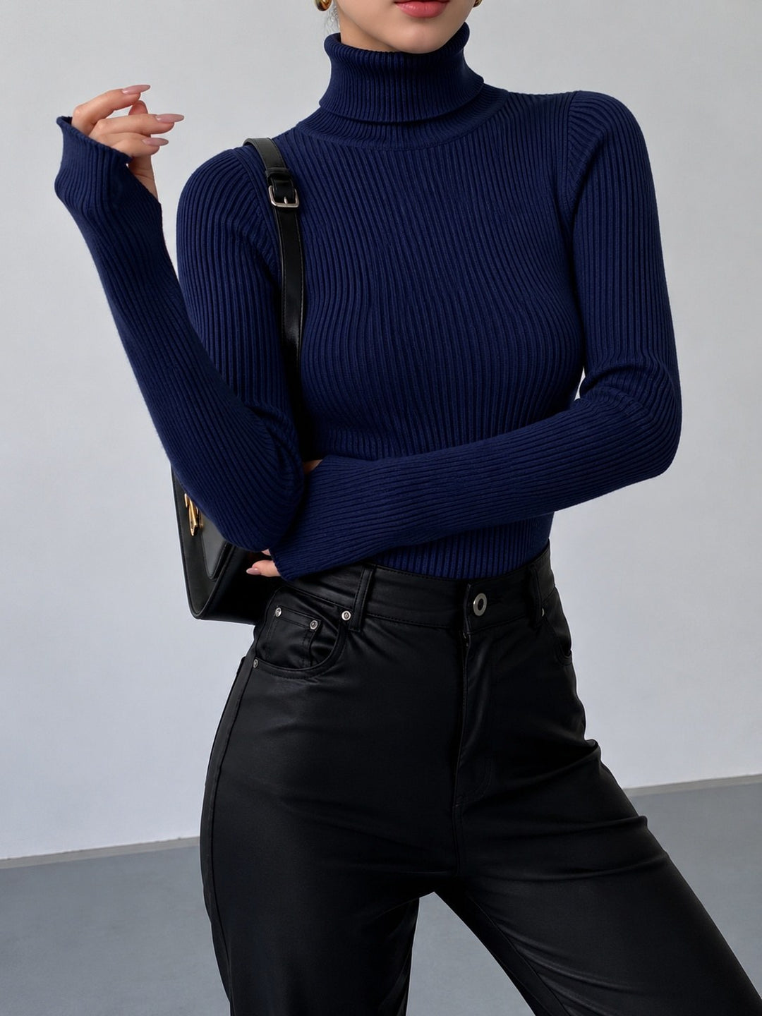 Gloria — Maglioncino Donna a Coste con Collo Alto, Lina Milano