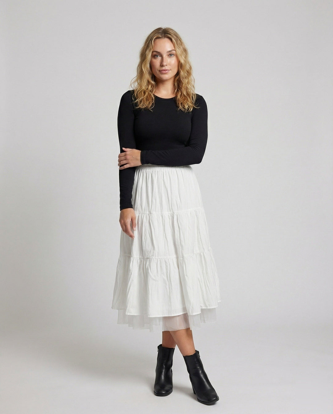 Ilaria — Gonne Longuette Donna a Balze in Tulle con Vita Elastica, Lina Milano
