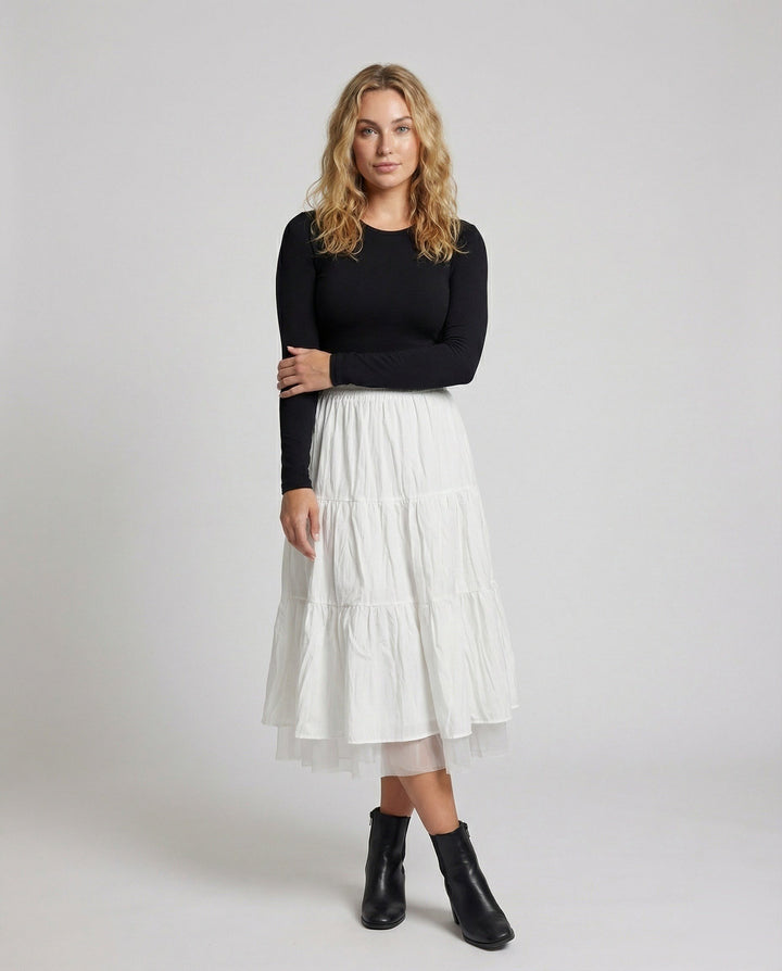Ilaria — Gonne Longuette Donna a Balze in Tulle con Vita Elastica, Lina Milano