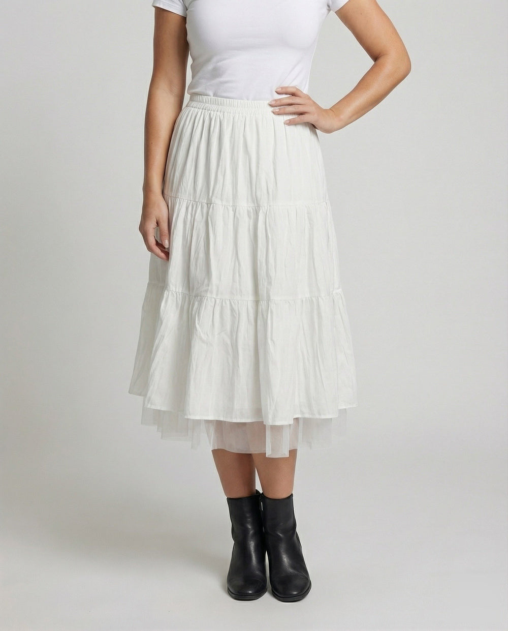 Ilaria — Gonne Longuette Donna a Balze in Tulle con Vita Elastica, Lina Milano