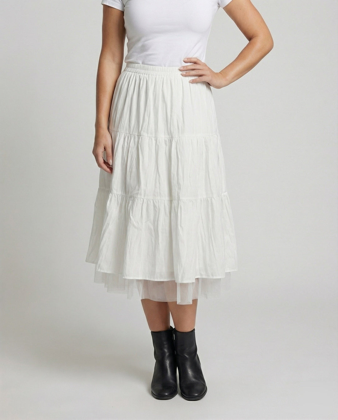 Ilaria — Gonne Longuette Donna a Balze in Tulle con Vita Elastica, Lina Milano