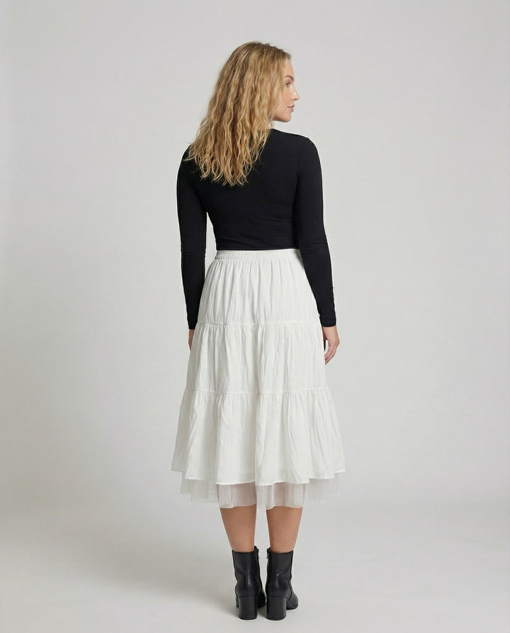 Ilaria — Gonne Longuette Donna a Balze in Tulle con Vita Elastica, Lina Milano