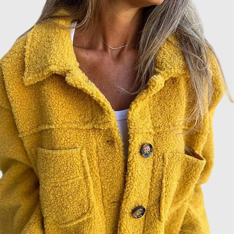 Irene — Giacca Teddy Donna con Bottoni e Tasche Grandi, Lina Milano