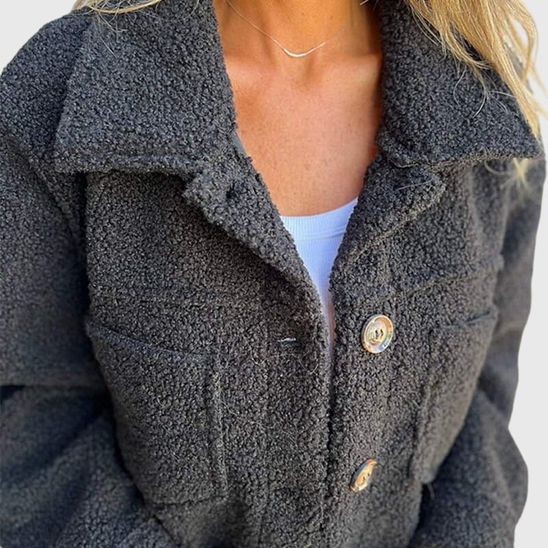 Irene — Giacca Teddy Donna con Bottoni e Tasche Grandi, Lina Milano