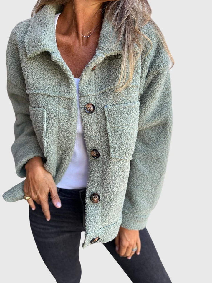Irene — Giacca Teddy Donna con Bottoni e Tasche Grandi, Lina Milano