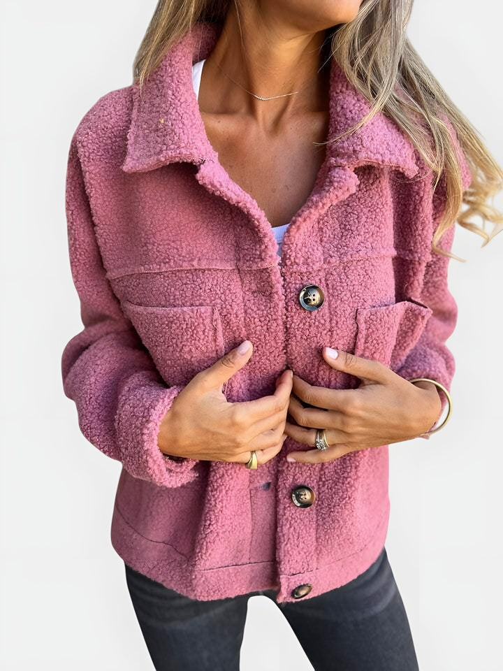 Irene — Giacca Teddy Donna con Bottoni e Tasche Grandi, Lina Milano
