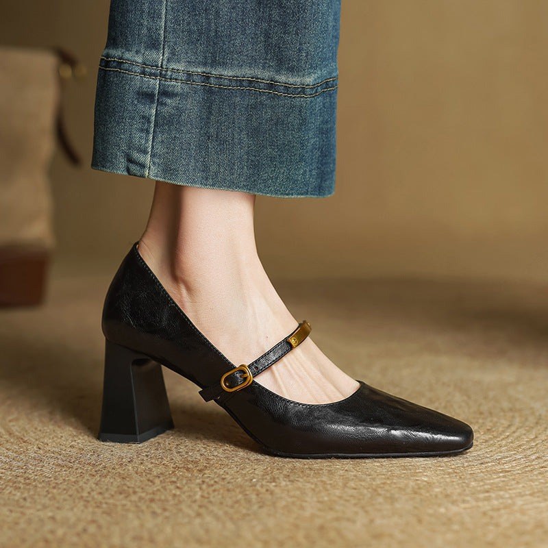 Iris — Décolleté Donna in Pelle con Cinturino Sottile e Tacco Largo, Lina Milano