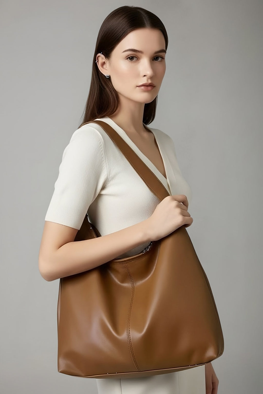 Irma — Borsa Donna a Spalla Morbida con Tasca Interna Grande, Lina Milano