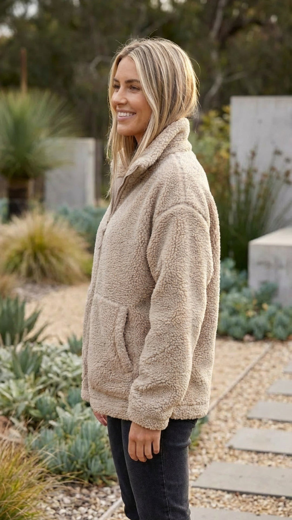 Letizia — Giacca Teddy Donna con Zip Oversize in Sherpa, Lina Milano