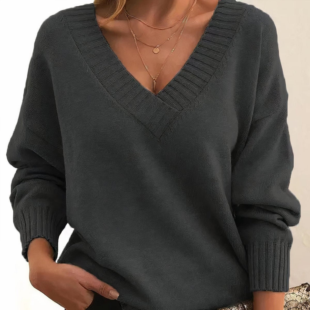 Linda — Maglia in Cashmere Donna Oversize con Scollo a V e Spalle Scese, Lina Milano
