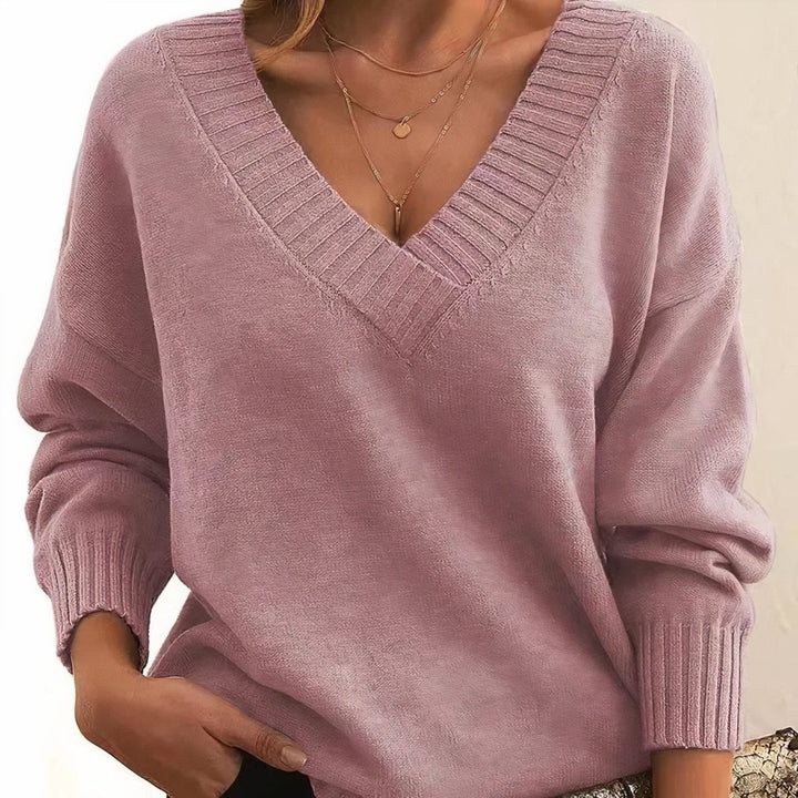 Linda — Maglia in Cashmere Donna Oversize con Scollo a V e Spalle Scese, Lina Milano