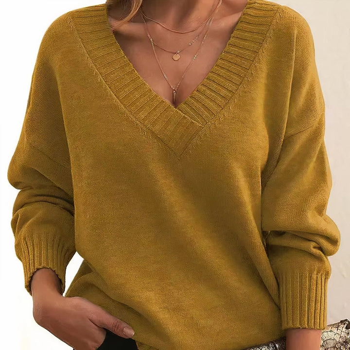 Linda — Maglia in Cashmere Donna Oversize con Scollo a V e Spalle Scese, Lina Milano